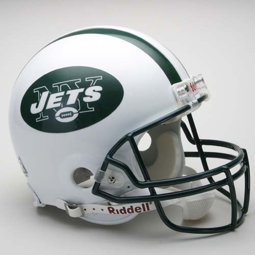 New York Jets NFL Riddell Authentic Pro Line Full Size Football Helmet (Current Logo -1998 On - White With Green Logo) 