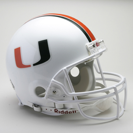 Miami Hurricanes NCAA Riddell Pro Line Authentic Full Size Football Helmet From Riddell