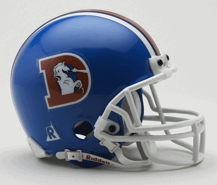 Denver Broncos Throwback NFL Replica Mini Football Helmet From Riddell (Blue with Big D, 1975 - 1996)