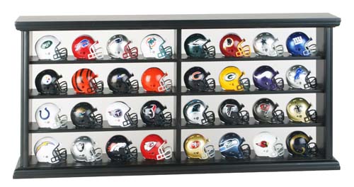 32 Piece NFL Pocket Pro Helmet Set with Wood Display Case