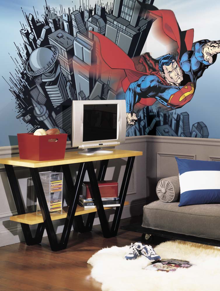 RoomMates Superman Chair Rail Prepasted Mural 6' x 10.5'