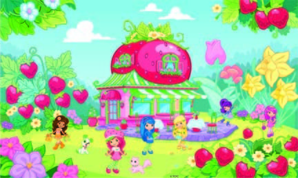 RoomMates Strawberry Shortcake Chair Rail Prepasted Mural 6' x 10.5'