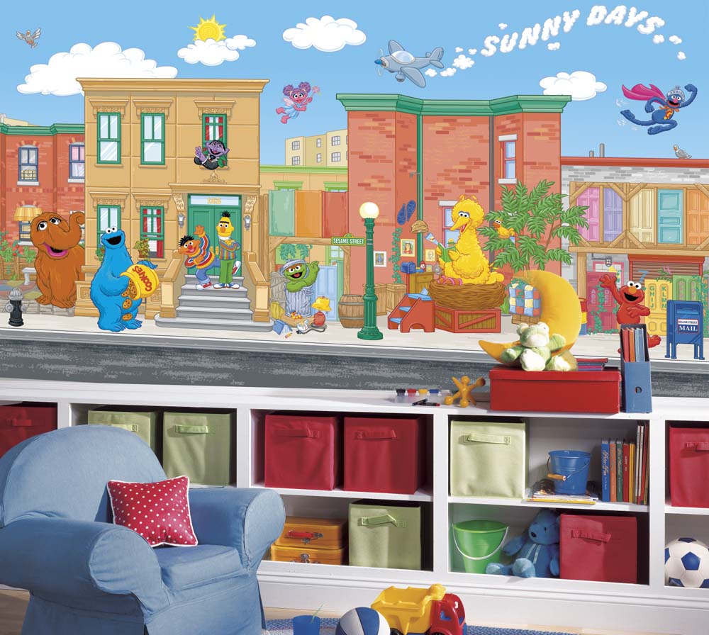 RoomMates Sesame Street Chair Rail Prepasted Mural 6' x 10.5'