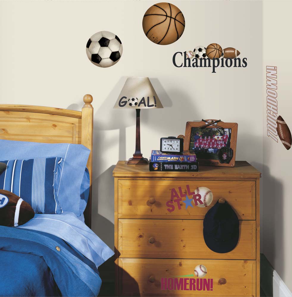 Play Ball Peel and Stick Applique / Wall Decal Set