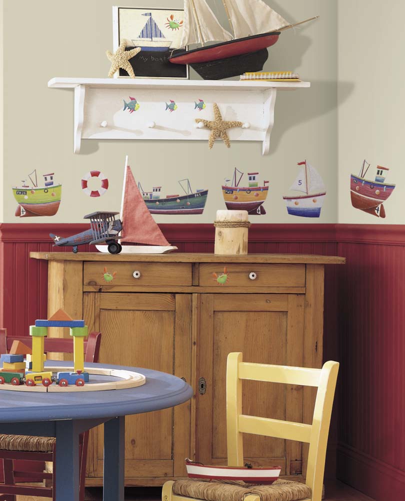 Ship Shape Peel and Stick Applique / Wall Decal Set                            