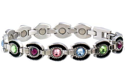 Ladies' Multicolor Gem Horseshoe Western Series Magnetic Bracelet from Sabona