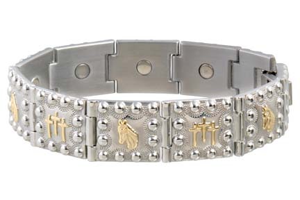 Horse Head Crosses Duet Western Series Magnetic Bracelet from Sabona