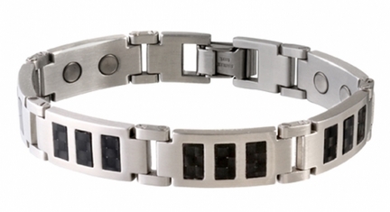 Black Carbon Fiber Stainless Steel Magnetic Bracelet from Sabona
