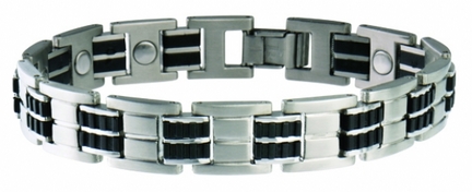 Sabona Executive Stainless / Rubber Magnetic Bracelet