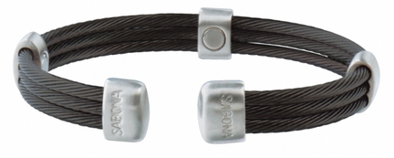 Trio Cable Black / Satin Stainless Steel Magnetic Bracelet from Sabona