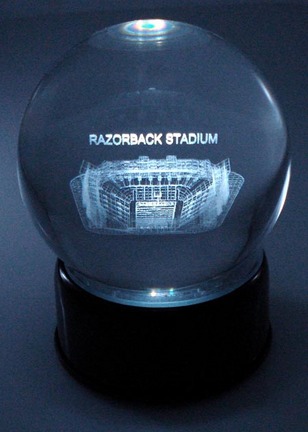 Razorback Stadium (Arkansas Razorbacks) Laser Etched Crystal Ball