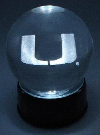 Miami Hurricanes "U" Laser Etched Crystal Ball