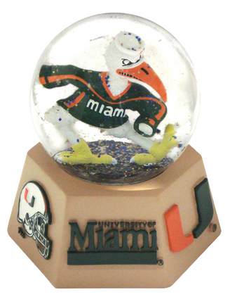 Miami Hurricanes Musical Snow Globe with Collegiate Mascot