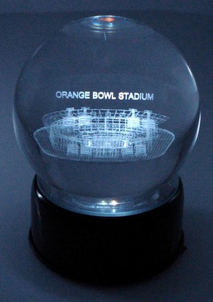 Orange Bowl Stadium (Miami Hurricanes) Etched Crystal Ball