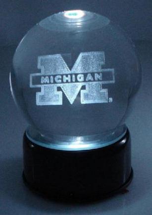 Michigan Wolverines Logo Laser Etched Crystal Ball