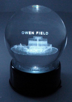Owen Field (Oklahoma Sooners) Laser Etched Crystal Ball
