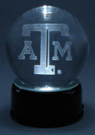 Texas A & M Aggies "ATM" Laser Etched Crystal Ball