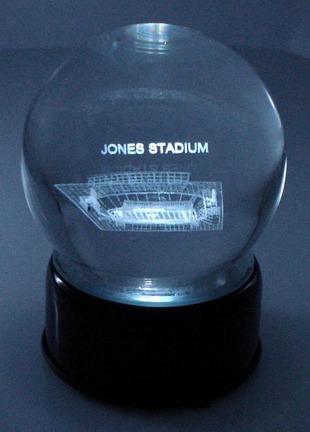 Jones Stadium (Texas Tech Red Raiders) Laser Etched Crystal Ball