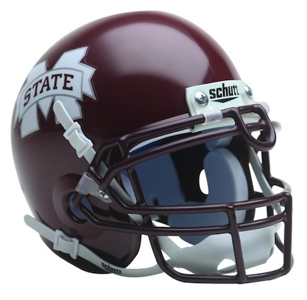 Mississippi State Bulldogs NCAA Mini Authentic Football Helmet From Schutt - Maroon with White Logo (Old Style)