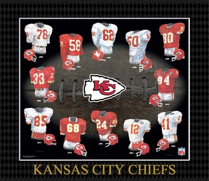 Kansas City Chiefs NFL Evolution of the Team Uniform - Framed Photograph