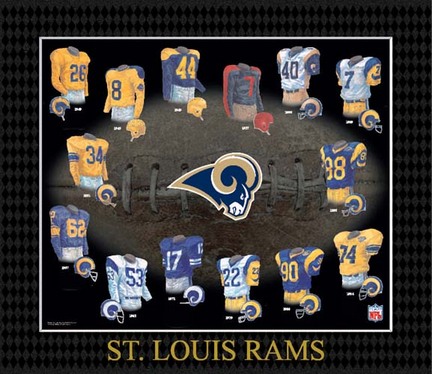 St. Louis Rams NFL Evolution of the Team Uniform - Framed Photograph