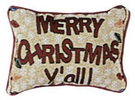 Merry Christmas Y'all! 9" x 12" Holiday Tapestry Pillow From Simply Home