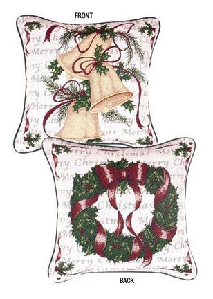 Traditions of Christmas (Wreath / Bells) 17" x 17" Holiday Pillow From Simply Home