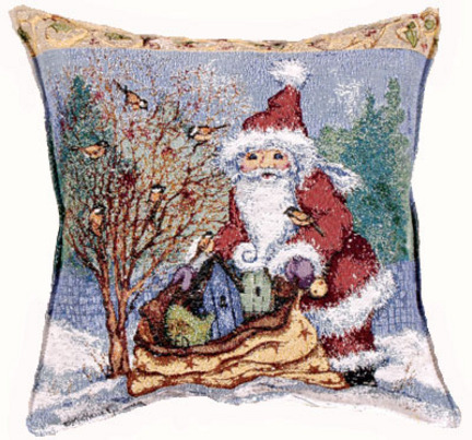 Christmas Chickadee Joy 17" x 17" Holiday Pillow From Simply Home