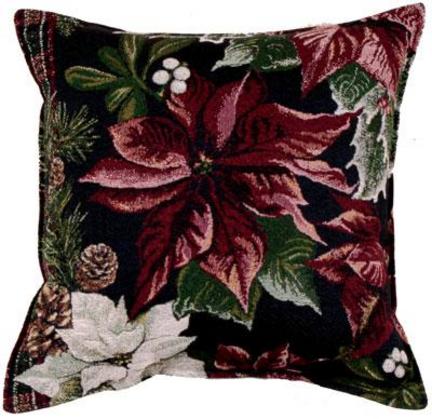 Poinsettia N' Plaid 17" x 17" Holiday Pillow From Simply Home
