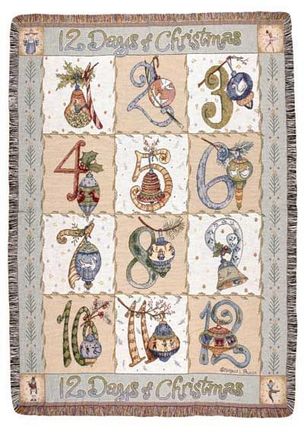 12 Days Of Christmas 50" x 70" Full-Size Tapestry Throw Blanket From Simply Home