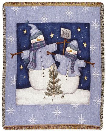 Even Snowmen Get The Blues 50" x 60" Holiday Tapestry Throw Blanket From Simply Home