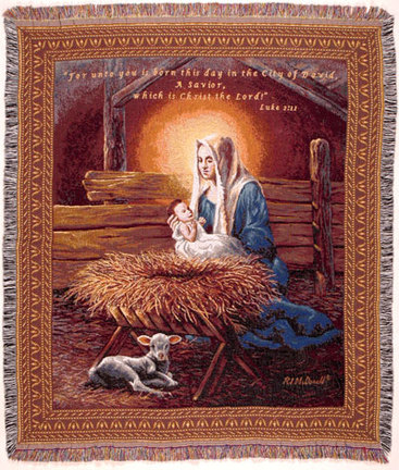 Madonna & Child 50" x 60" Holiday Tapestry Throw Blanket From Simply Home