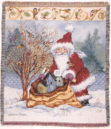 Christmas Chickadee Joy 50" x 60" Holiday Tapestry Throw Blanket From Simply Home