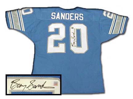 Barry Sanders Autographed Custom Authentic Style Blue Jersey