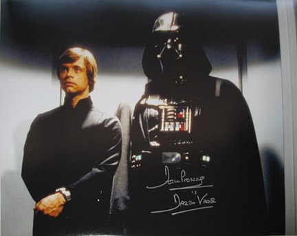 David Prowse Autographed "Darth Vader And Luke Skywalker" 16" x 20" Photograph with "Darth Vade