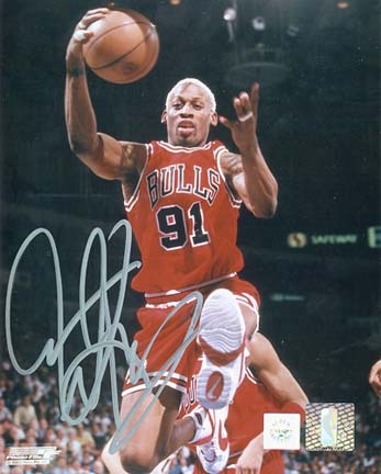 Dennis Rodman Autographed "Bulls Rebounding" 16" x 20" Photograph (Unframed)