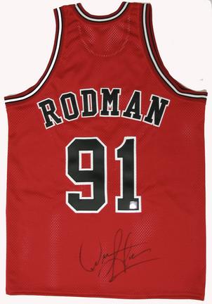 Dennis Rodman Autographed Chicago Bulls Authentic Red Basketball Jersey