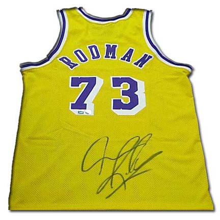 Dennis Rodman Autographed Los Angeles Lakers Authentic Nike Gold Throwback Basketball Jersey