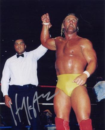 Hulk Hogan Autographed "with Muhammad Ali" 16" x 20" Photograph (Unframed)