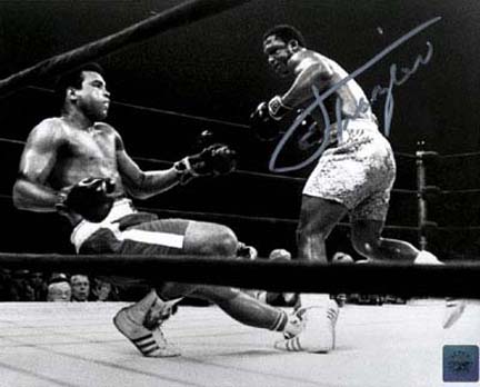 Joe Frazier Autographed "Knockdown" 16" x 20" Black & White Photograph with Muhammad Ali (Unfram