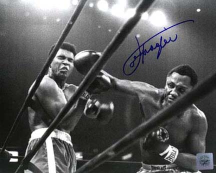 Joe Frazier Autographed "Right Cross" 16" x 20" Black & White Photograph with Muhammad Ali (Unfr