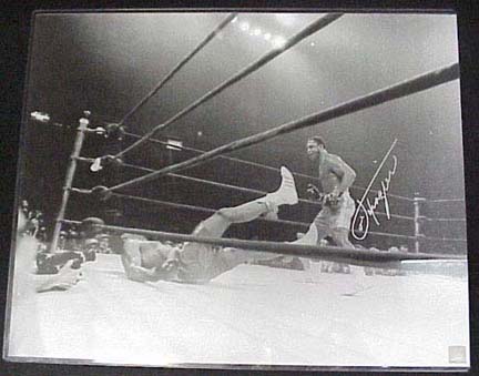 Joe Frazier Autographed "Knockdown II" 16" x 20" Black & White Photograph with Muhammad Ali (Unf