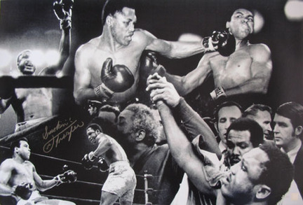Joe Frazier Autographed "vs. Muhammad Ali: Fight Of The Century Collage" Limited Edition Black and White 20&qu