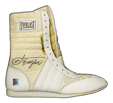 Joe Frazier Autographed Everlast Boxing Shoes with "Smokin'" Inscription (Two Shoes, One Signed)