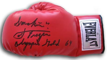 Joe Frazier Autographed Everlast Boxing Glove with "Smokin Joe Frazier Olympic Gold '64" Inscription (Single G