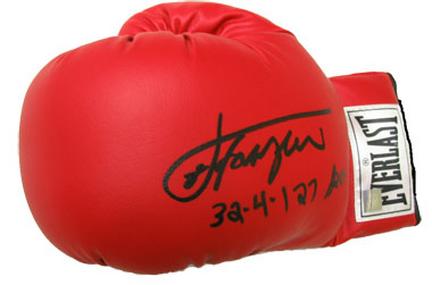 Joe Frazier Autographed Everlast Boxing Glove with "Joe Frazier 32-4-1-27 KO" Inscription