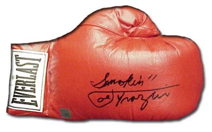 Joe Frazier Autographed Everlast Boxing Glove with Inscription of Smokin Joe Frazier
