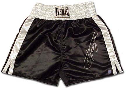 Joe Frazier Autographed Everlast Black Trunks with White Trim