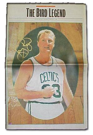 Larry Bird Autographed Retirement Newspaper