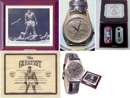 Muhammad Ali Autographed Fossil Watch (Signed "Ali over Liston" on Wooden Case)